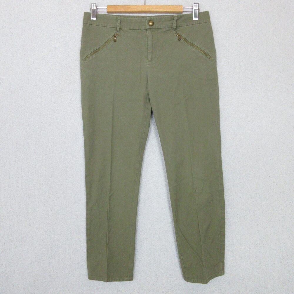 Ralph Lauren LRL Pants Womens Petite 6P Olive Green Stretch Zipperred Pockets